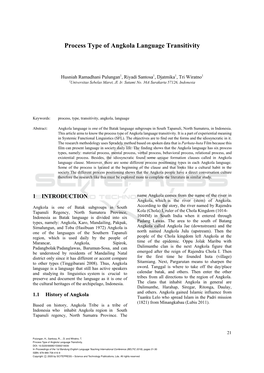 Process Type of Angkola Language Transitivity