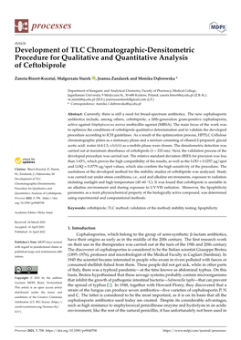 Development of TLC Chromatographic-Densitometric Procedure for Qualitative and Quantitative Analysis of Ceftobiprole