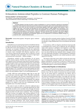 Echinoderm Antimicrobial Peptides to Contrast Human Pathogens