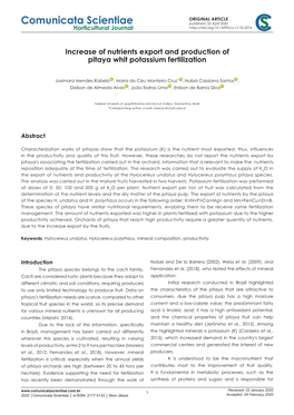 Increase of Nutrients Export and Production of Pitaya Whit Potassium Fertilization