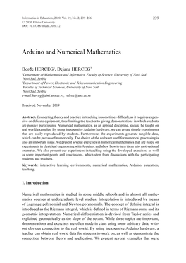 Arduino and Numerical Mathematics