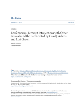 Ecofeminism: Feminist Intersections with Other Animals and the Earth Edited by Carol J