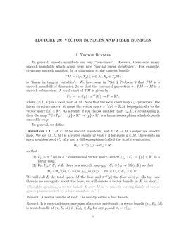 Lecture 28: Vector Bundles and Fiber Bundles