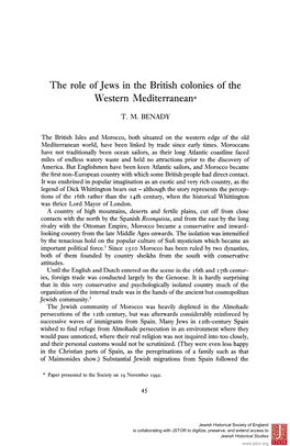 The Role of Jews in the British Colonies of the Western Mediterranean