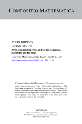 Artin-Nagata Properties and Cohen-Macaulay Associated Graded Rings Compositio Mathematica, Tome 103, No 1 (1996), P