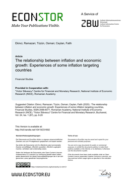 The Relationship Between Inflation and Economic Growth: Experiences of Some Inflation Targeting Countries