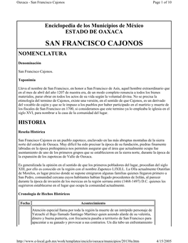 San Francisco Cajonos Page 1 of 10