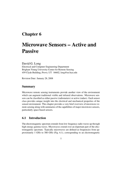 Microwave Sensors – Active and Passive