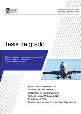 Petrolli. Política Turística Y Transporte Aerocomercial