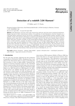 Detection of a Redshift 3.04 Filament