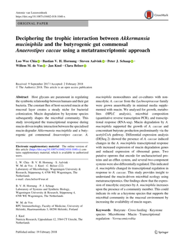 Deciphering the Trophic Interaction Between Akkermansia Muciniphila and the Butyrogenic Gut Commensal Anaerostipes Caccae Using a Metatranscriptomic Approach