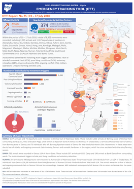 IOM Nigeria DTM Emergency Tracking Tool (ETT) Report No.75