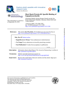 Lipopolysaccharide Heat Shock Protein 60