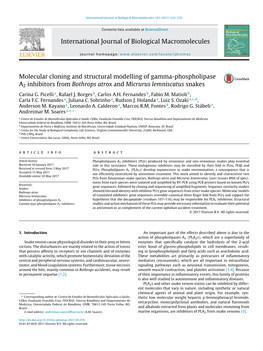 Molecular Cloning and Structural Modelling of Gamma-Phospholipase A2 Inhibitors from Bothrops Atrox and Micrurus Lemniscatus