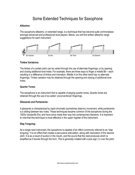 Some Extended Techniques for Saxophone