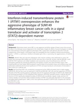 Interferon-Induced Transmembrane Protein 1 (IFITM1) Overexpression