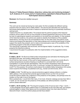 Halley Research Station, Antarctica: Calving Risks and Monitoring Strategies”, by R