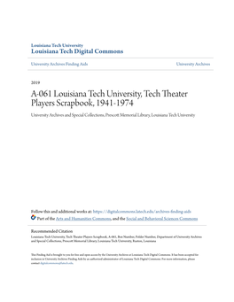 A-061 Louisiana Tech University, Tech Theater Players Scrapbook