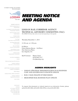 Meeting Notice and Agenda