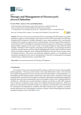 Therapy and Management of Pneumocystis Jirovecii Infection