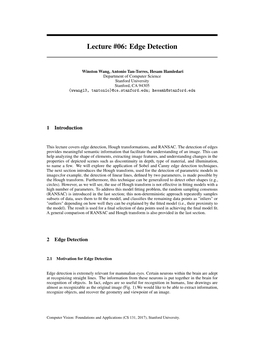 Lecture #06: Edge Detection