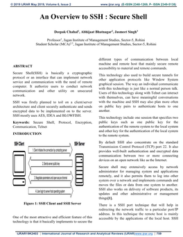 An Overview to SSH : Secure Shell