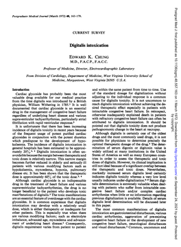 Digitalis Intoxication EDWARD K. CHUNG