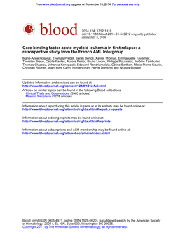 Retrospective Study from the French AML Intergroup Core-Binding Factor