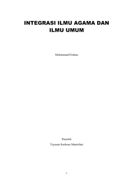 Integrasi Ilmu Agama Dan Ilmu Umum