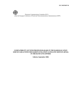 Compatibility of Wind Profiler Radars in the Radiolocation Service (Rls) with the Radionavigation Satellite Service (Rnss) in the Band 1270-1295Mhz