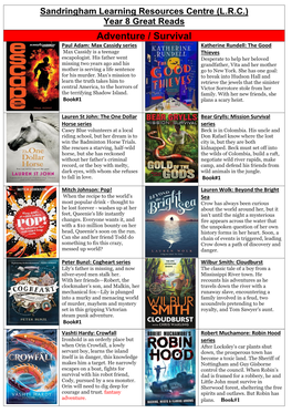 Year 8 Great Reads List 2021 – 2022