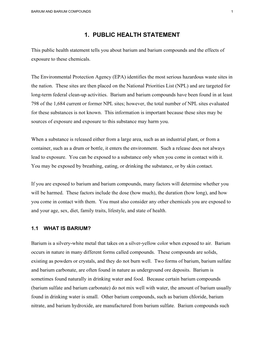 Toxicological Profile for Barium and Barium