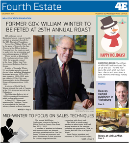 Former Gov. William Winter to Be Feted at 25Th Annual Roast