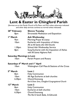 Lent & Easter in Chingford Parish