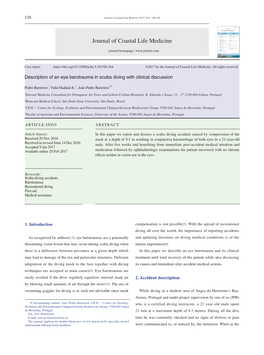 Description of an Eye Barotrauma in Scuba Diving with Clinical Discussion