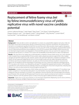 Replacement of Feline Foamy Virus Bet by Feline Immunodeficiency Virus Vif Yields Replicative Virus with Novel Vaccine Candidate