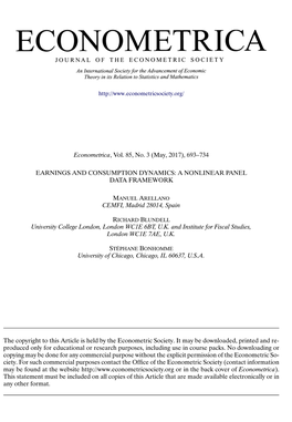 Earnings and Consumption Dynamics: a Nonlinear Panel Data Framework