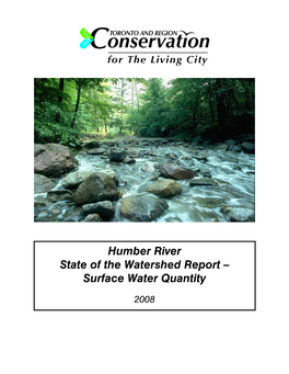 Humber River State of the Watershed Report – Surface Water Quantity
