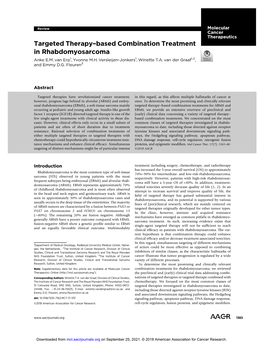 Targeted Therapy–Based Combination Treatment in Rhabdomyosarcoma Anke E.M