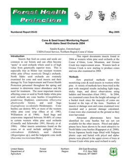 Cone & Seed Insect Monitoring Report North Idaho Seed Orchards 2004