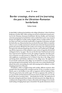 Border Crossings, Shame and (Re-)Narrating the Past in the Ukrainian–Romanian Borderlands