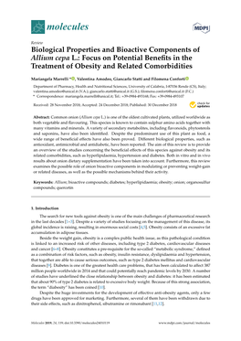 Biological Properties and Bioactive Components of Allium Cepa L.: Focus on Potential Beneﬁts in the Treatment of Obesity and Related Comorbidities