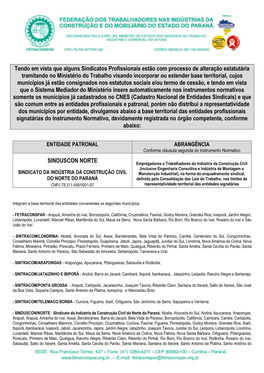 Tendo Em Vista Que Alguns Sindicatos Profissionais Estão Com Processo De Alteração Estatutária Tramitando No Ministério Do