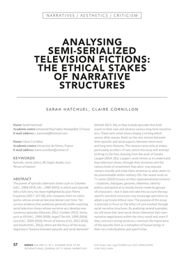 Analysing Semi-Serialized Television Fictions: the Ethical Stakes of Narrative Structures