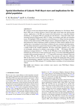 Spatial Distribution of Galactic Wolf–Rayet Stars and Implications for the Global Population