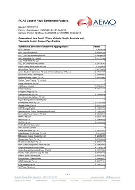 FCAS Causer Pays Settlement Factors