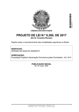 PROJETO DE LEI N.º 8.260, DE 2017 (Do Sr