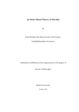 An Order-Based Theory of Morality