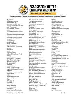 Thank You for Being a National Partner Member Organization. We Appreciate Your Support of AUSA