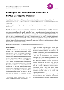 Rebamipide and Pantoprazole Combination in Nsaids-Gastropathy Treatment